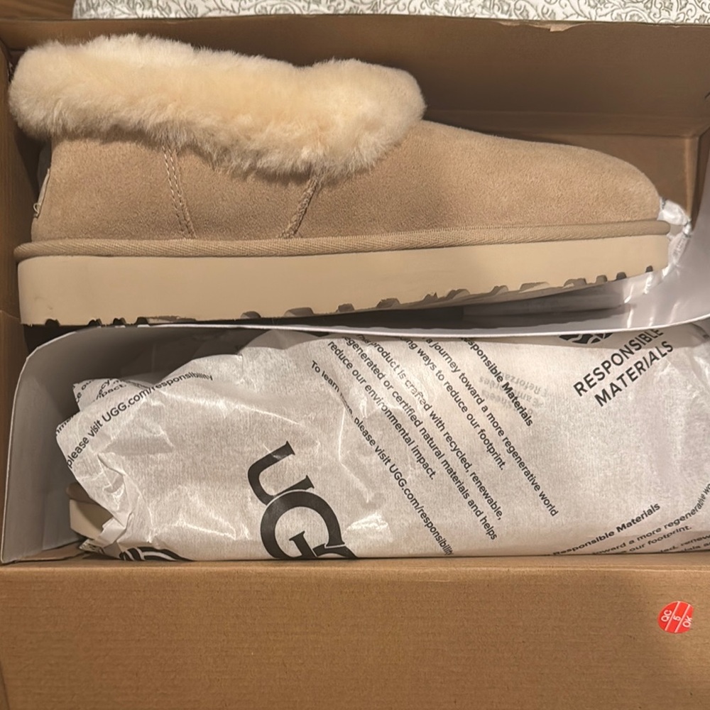 UGG Beige Shearling Slip-On Shoes